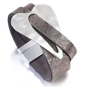 Boho Bracelet • Metallic Gray Leather